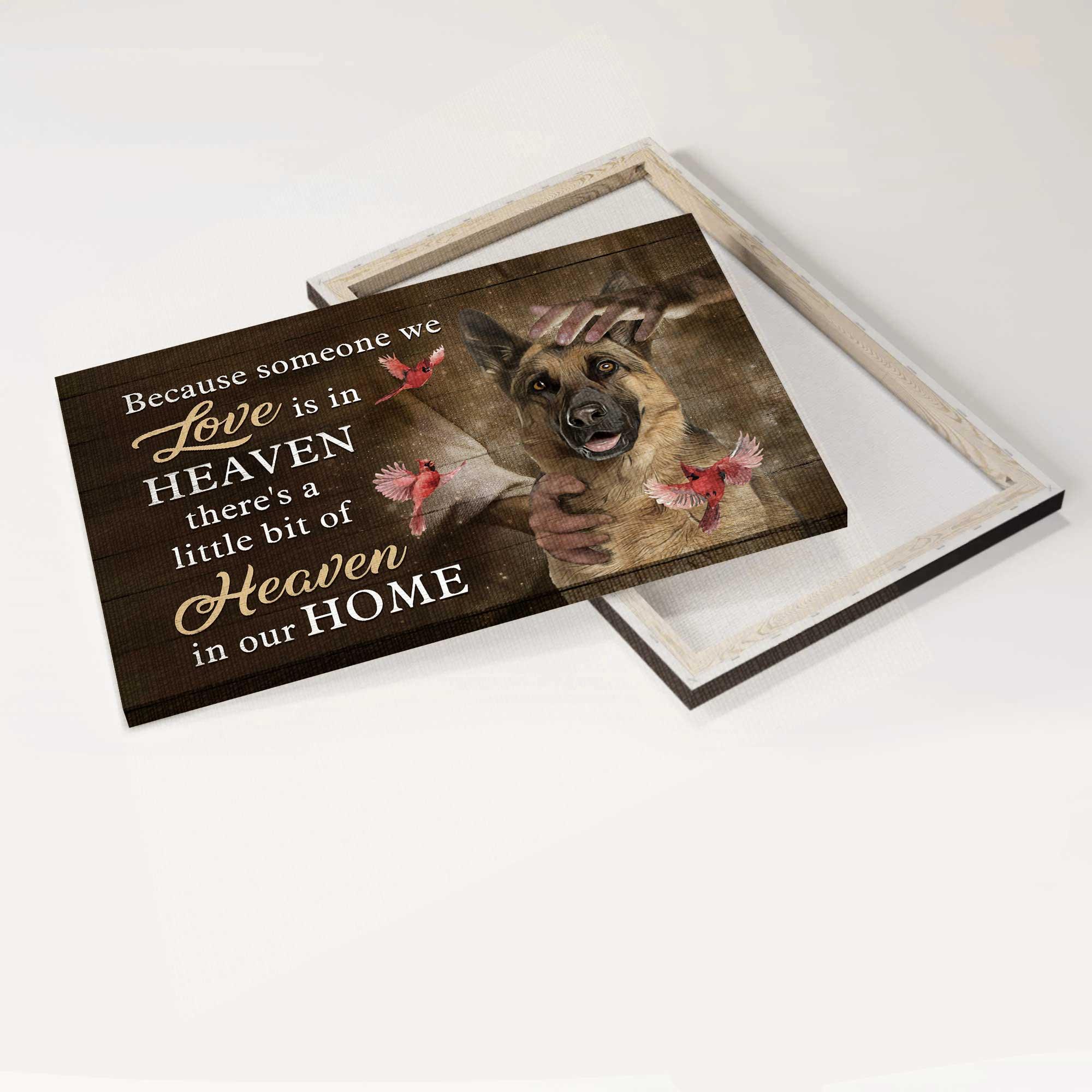 Memorial Premium Wrapped Landscape Canvas - German Shepherd dog, Cardinal, There's a little bit of heaven in our home - Heaven Gifts for members family - Image 4