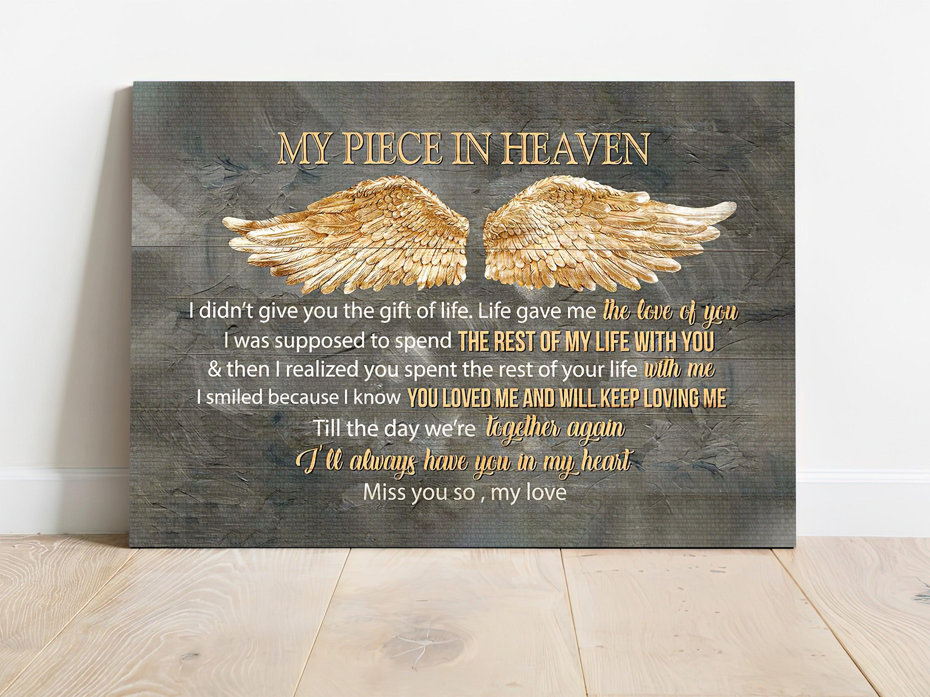 Memorial Premium Wrapped Landscape Canvas - Golden wings, My piece in heaven - Heaven Gifts for members family - Image 2