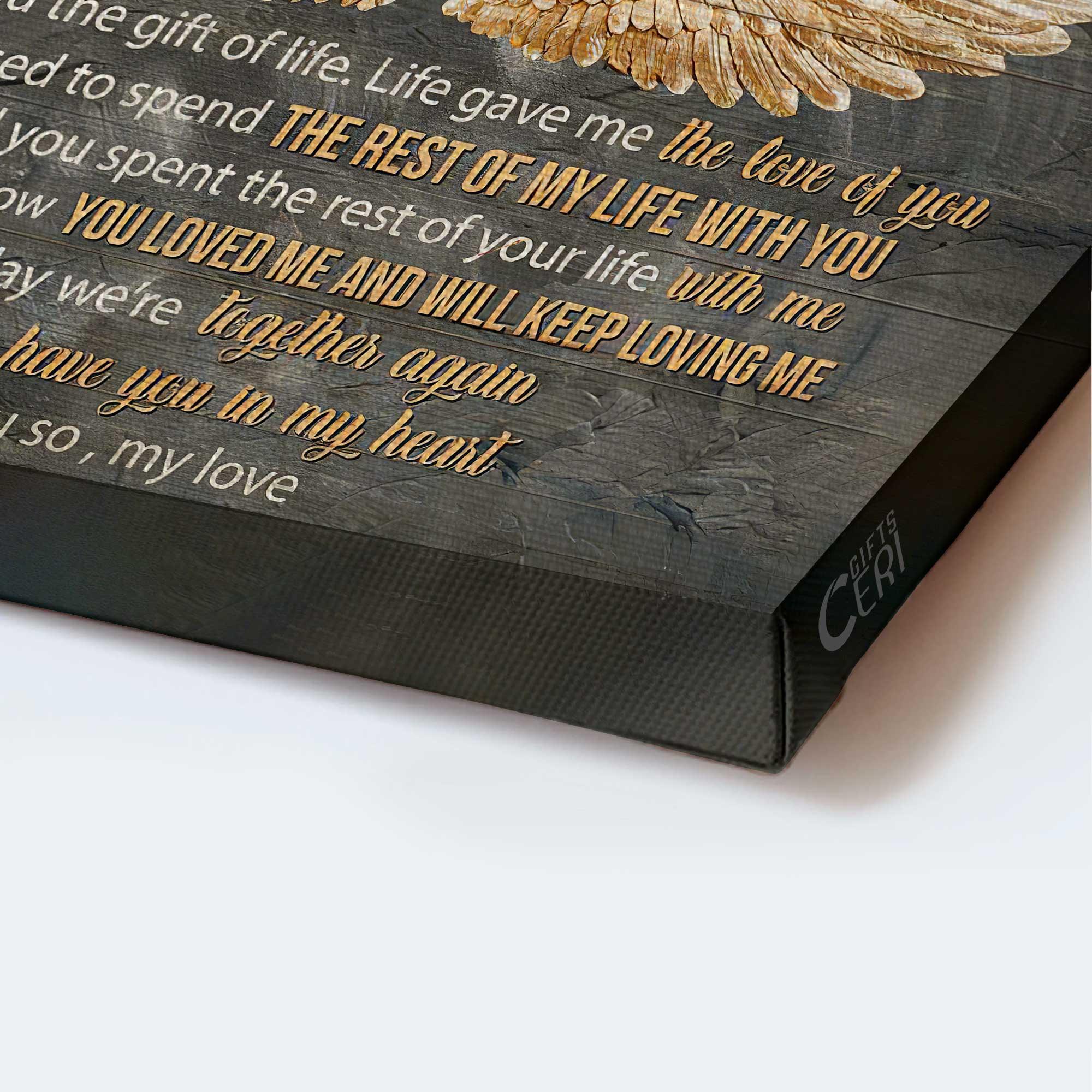 Memorial Premium Wrapped Landscape Canvas - Golden wings, My piece in heaven - Heaven Gifts for members family - Image 3