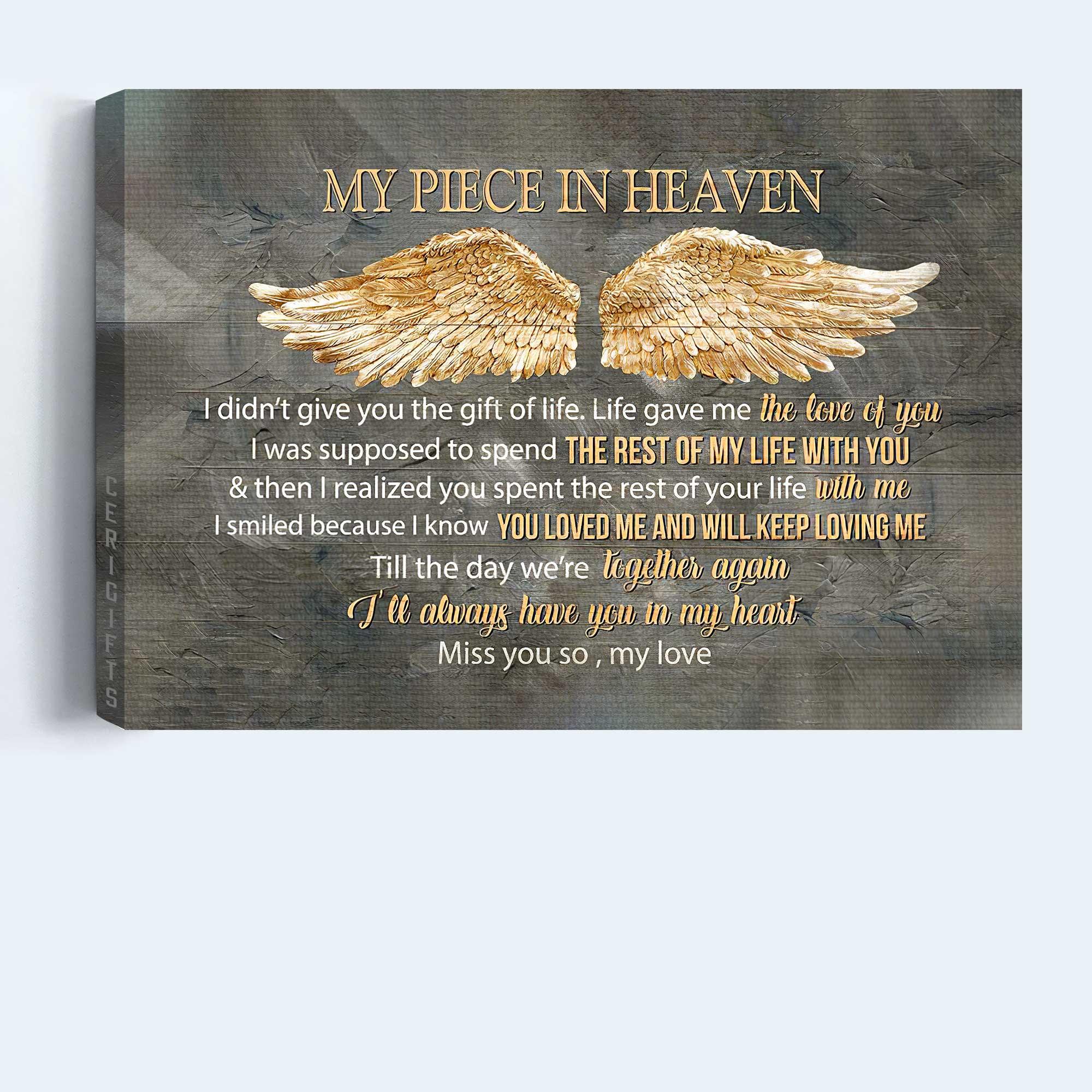 Memorial Premium Wrapped Landscape Canvas - Golden wings, My piece in heaven - Heaven Gifts for members family - Image 4