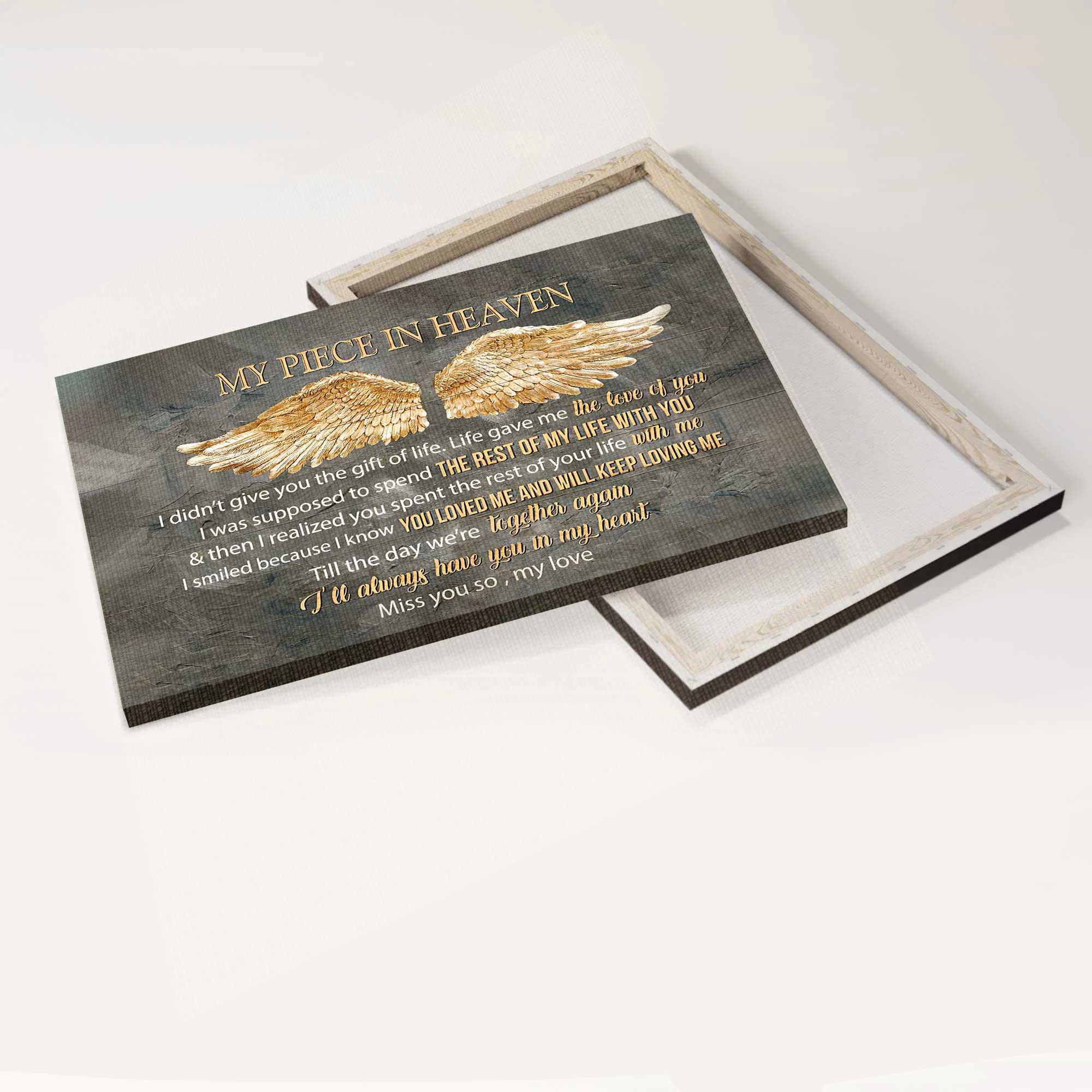 Memorial Premium Wrapped Landscape Canvas - Golden wings, My piece in heaven - Heaven Gifts for members family - Image 5