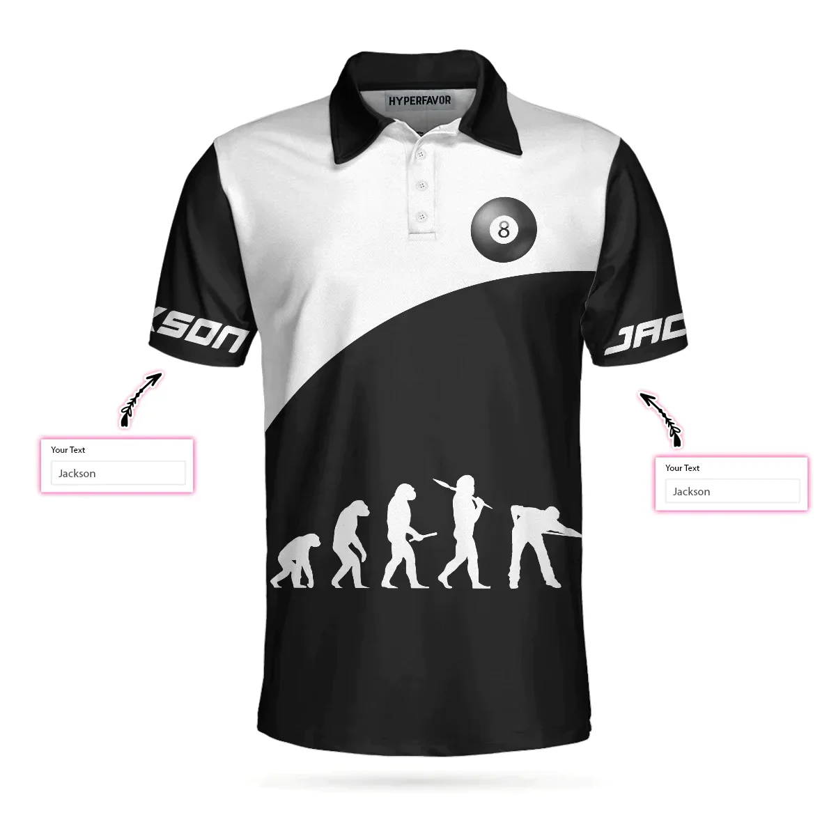 Men Billiard Polo Shirt - Personalized Black And White Billiards Design, Just The Tip I Promise Billiards Custom Shirt, Gift For Billiards Lovers - Image 2