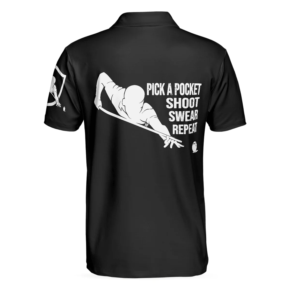 Men Billiard Polo Shirt - Skull Billiards Polo Shirt, Black And White Billiards Shirt For Billiards Lovers - Perfect Gift For Men, Billiard Players - Image 2