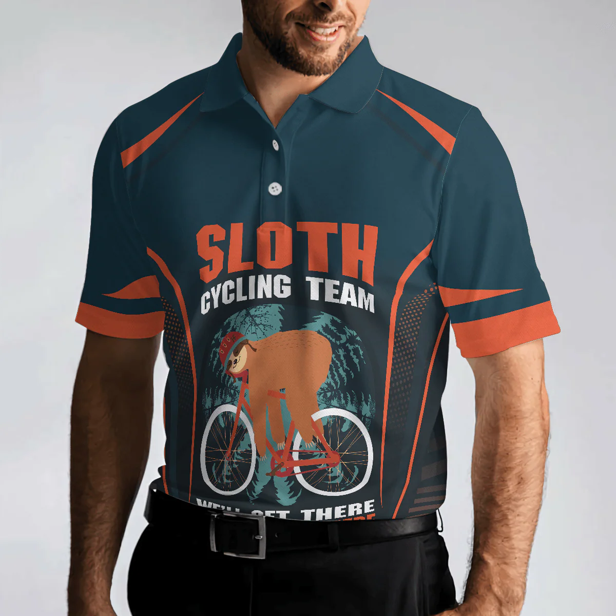 Men Cycling Polo Shirt - Sloth Cycling Team Polo Shirt, We'll Get There When We Get There Polo Shirt, Funny Cycling Shirt For Men - Perfect Gift For Men - Image 5