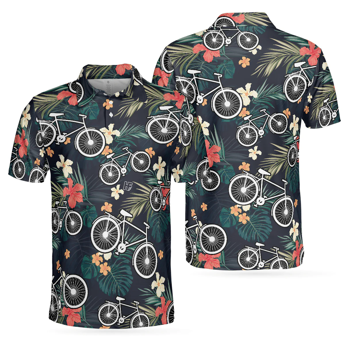 Men Cycling Polo Shirt - Tropical Bike Polo Shirt, Tropical Cycling Themed Shirt For Bike Lovers, Funny Cycling Shirt Design - Perfect Gift For Men