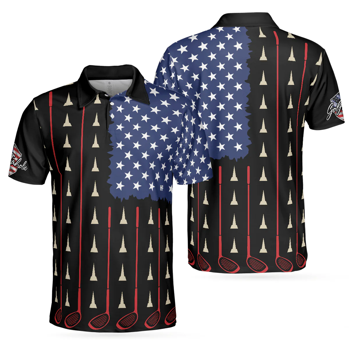 Men Golf Polo Shirt - American Flag Golf Clubs Men Polo Shirt, Golfaholic Polo Shirt - Perfect Polo Shirt For Men, Golfers, Golf Lovers
