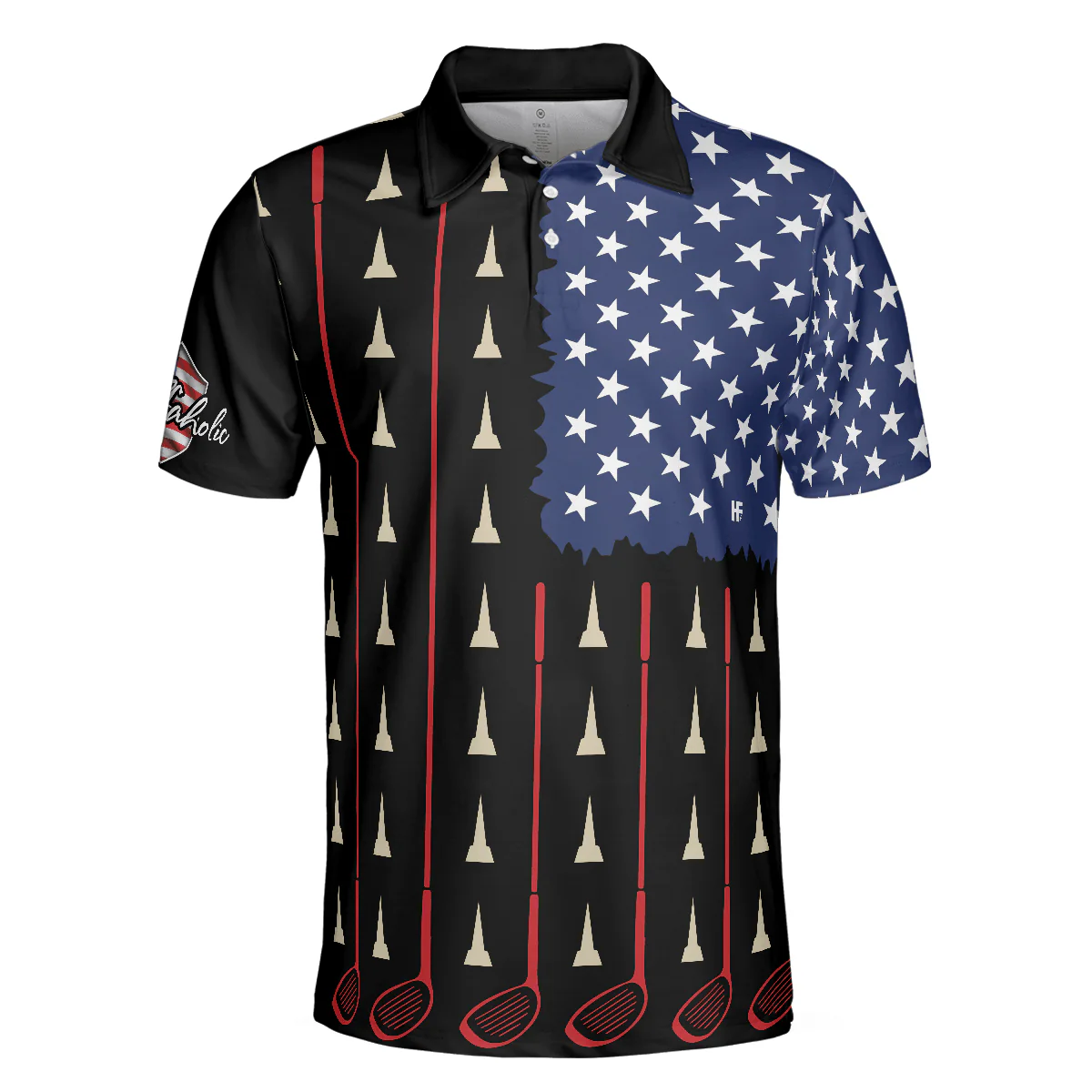 Men Golf Polo Shirt - American Flag Golf Clubs Men Polo Shirt, Golfaholic Polo Shirt - Perfect Polo Shirt For Men, Golfers, Golf Lovers - Image 3