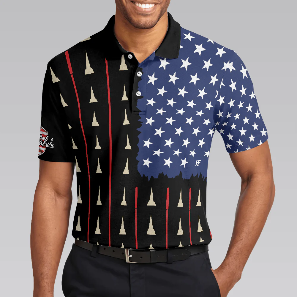 Men Golf Polo Shirt - American Flag Golf Clubs Men Polo Shirt, Golfaholic Polo Shirt - Perfect Polo Shirt For Men, Golfers, Golf Lovers - Image 4
