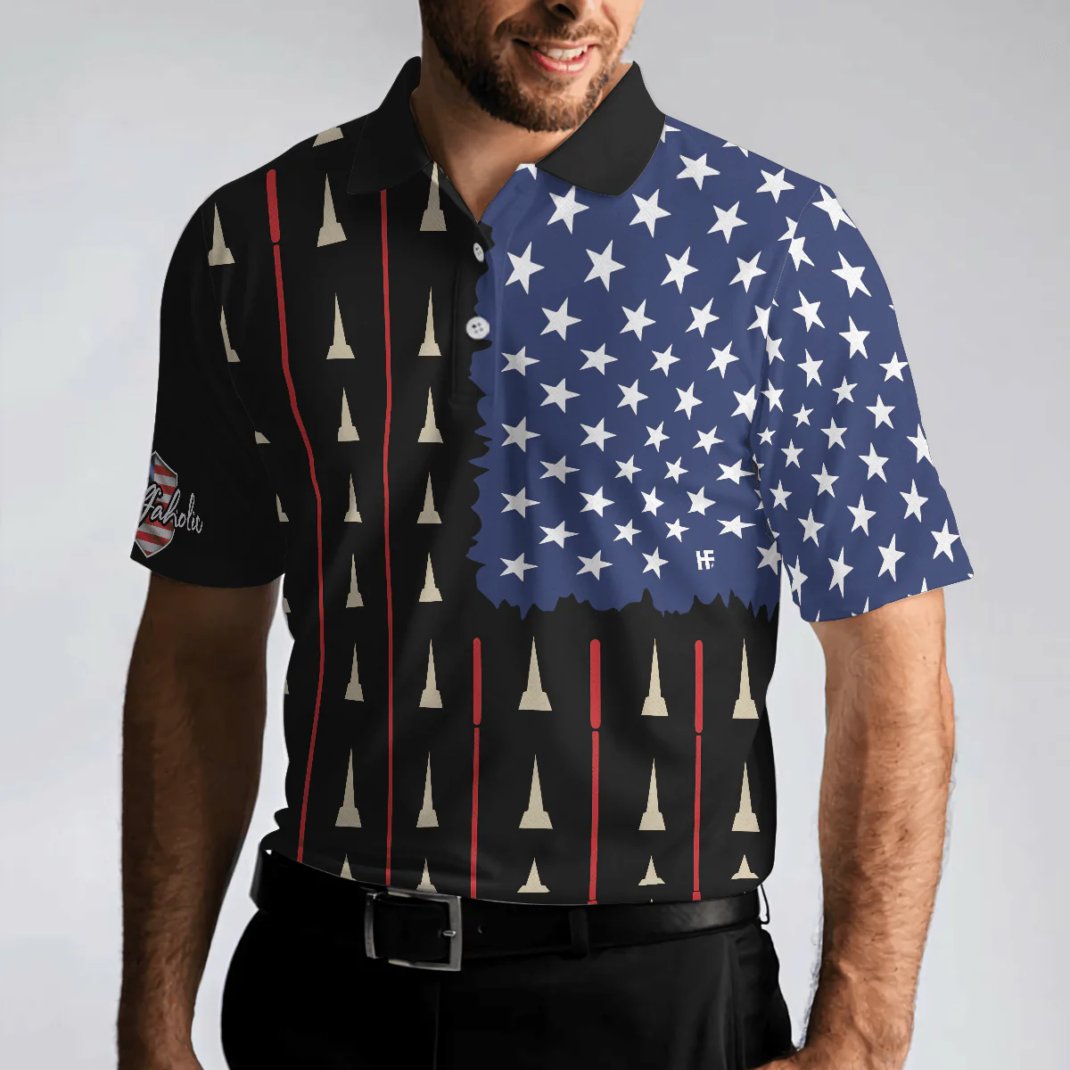 Men Golf Polo Shirt - American Flag Golf Clubs Men Polo Shirt, Golfaholic Polo Shirt - Perfect Polo Shirt For Men, Golfers, Golf Lovers - Image 5