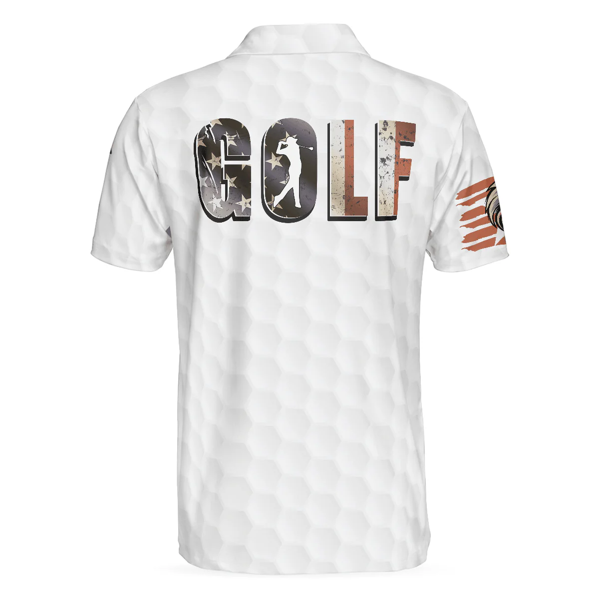 Men Golf Polo Shirt -American Flag Golfer Eagle Golf Ball Texture Men Polo Shirt, Ripped American Flag Polo Shirt - Perfect Polo Shirt For Men, Golfers - Image 2
