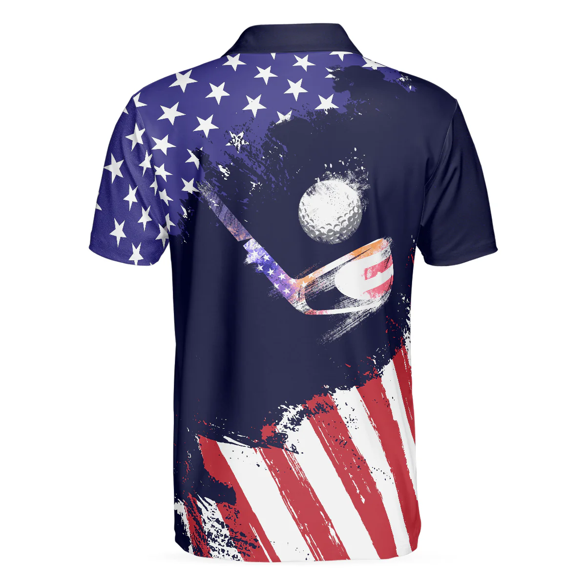 Men Golf Polo Shirt - American Flag with Abstract Golf Swing Men Polo Shirt, Best Golfing Shirt For Golfers - Perfect Polo Shirt For Men, Golfers - Image 2