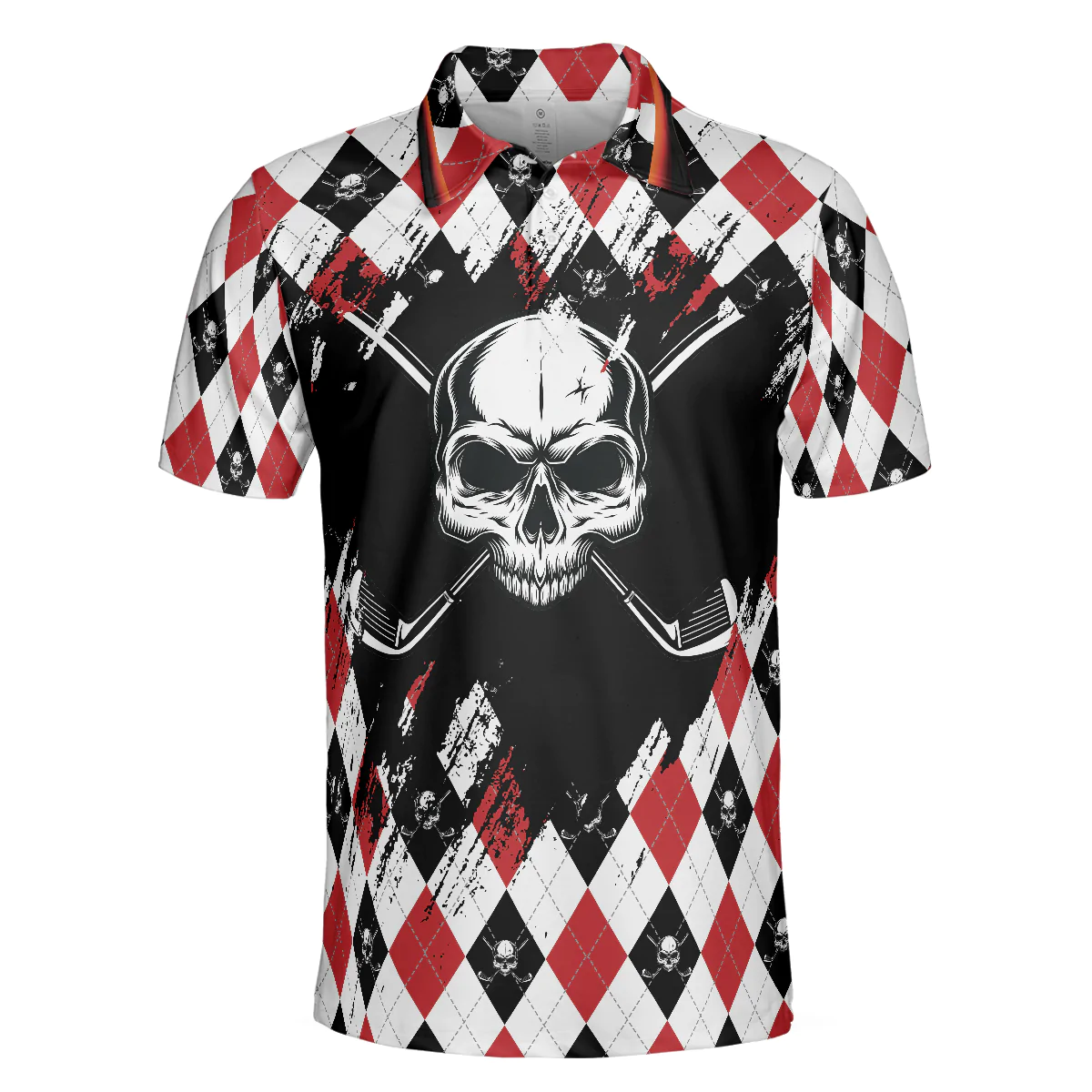 Men Golf Polo Shirt - Argyle Pattern Skull Golf Men Polo Shirt, Just Gonna Stand There And Watch Me Golf Shirt - Perfect Polo Shirt For Men, Golfers - Image 3