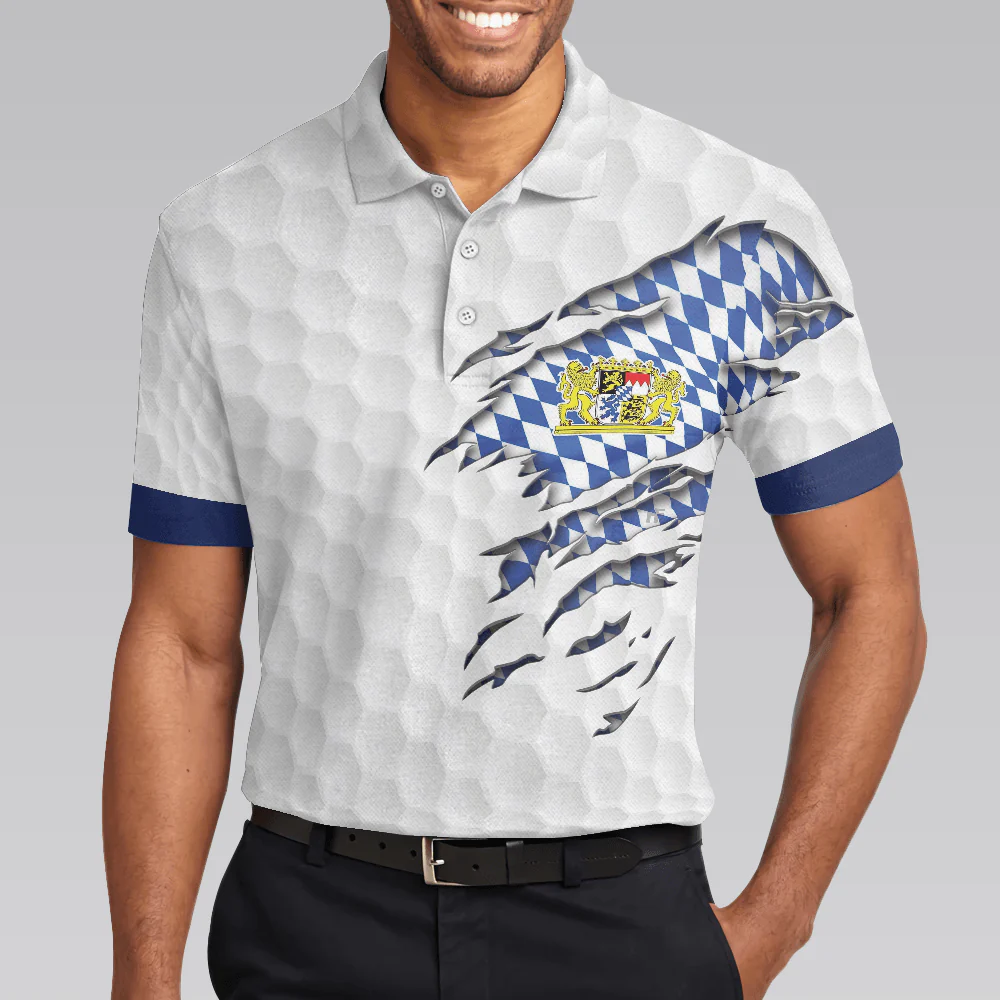 Men Golf Polo Shirt - Bavaria Flag & Golf Ball Men Polo Shirt, Golf Ball Pattern Shirt For Men, Gift For Golfers - Perfect Polo Shirt For Men - Image 4