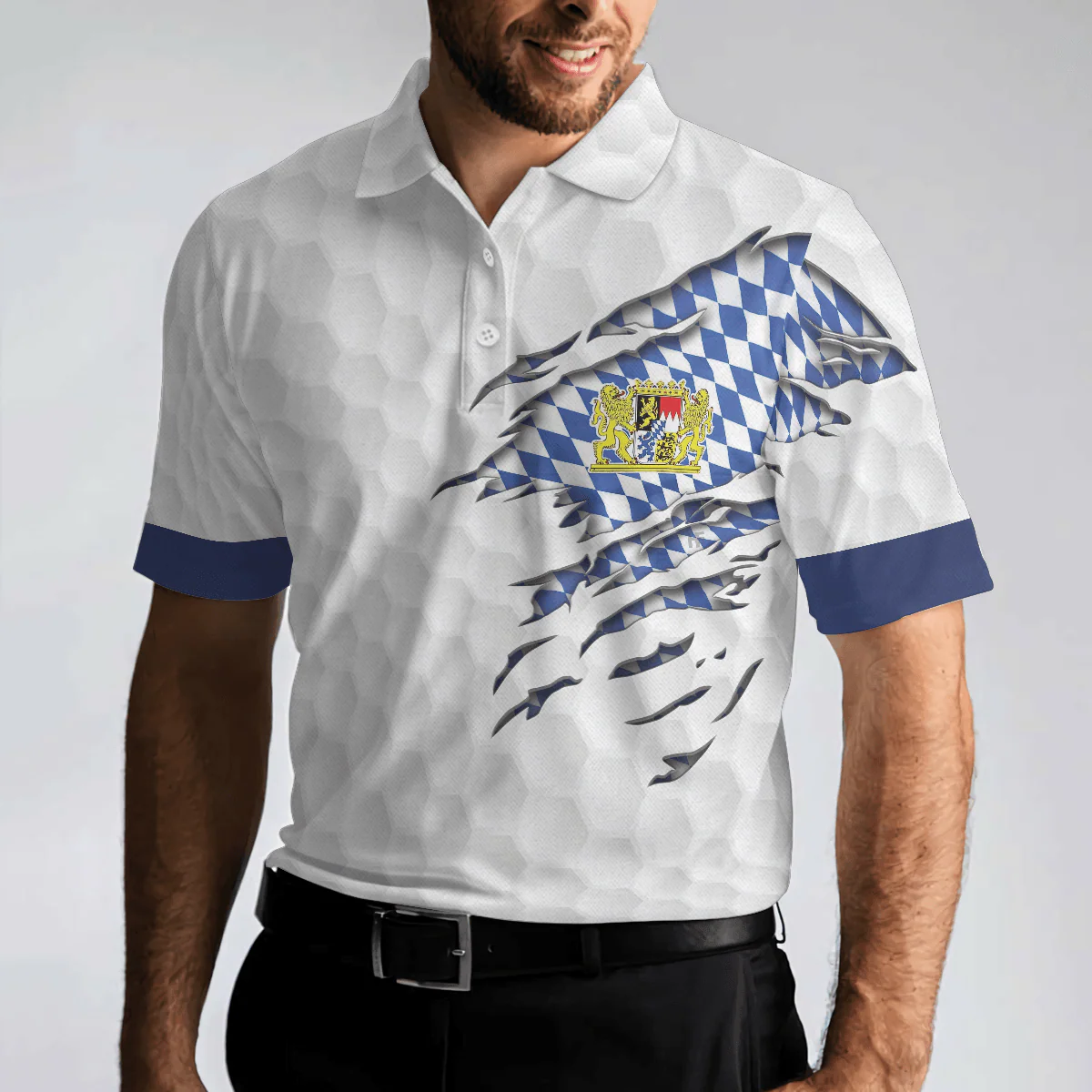 Men Golf Polo Shirt - Bavaria Flag & Golf Ball Men Polo Shirt, Golf Ball Pattern Shirt For Men, Gift For Golfers - Perfect Polo Shirt For Men - Image 5