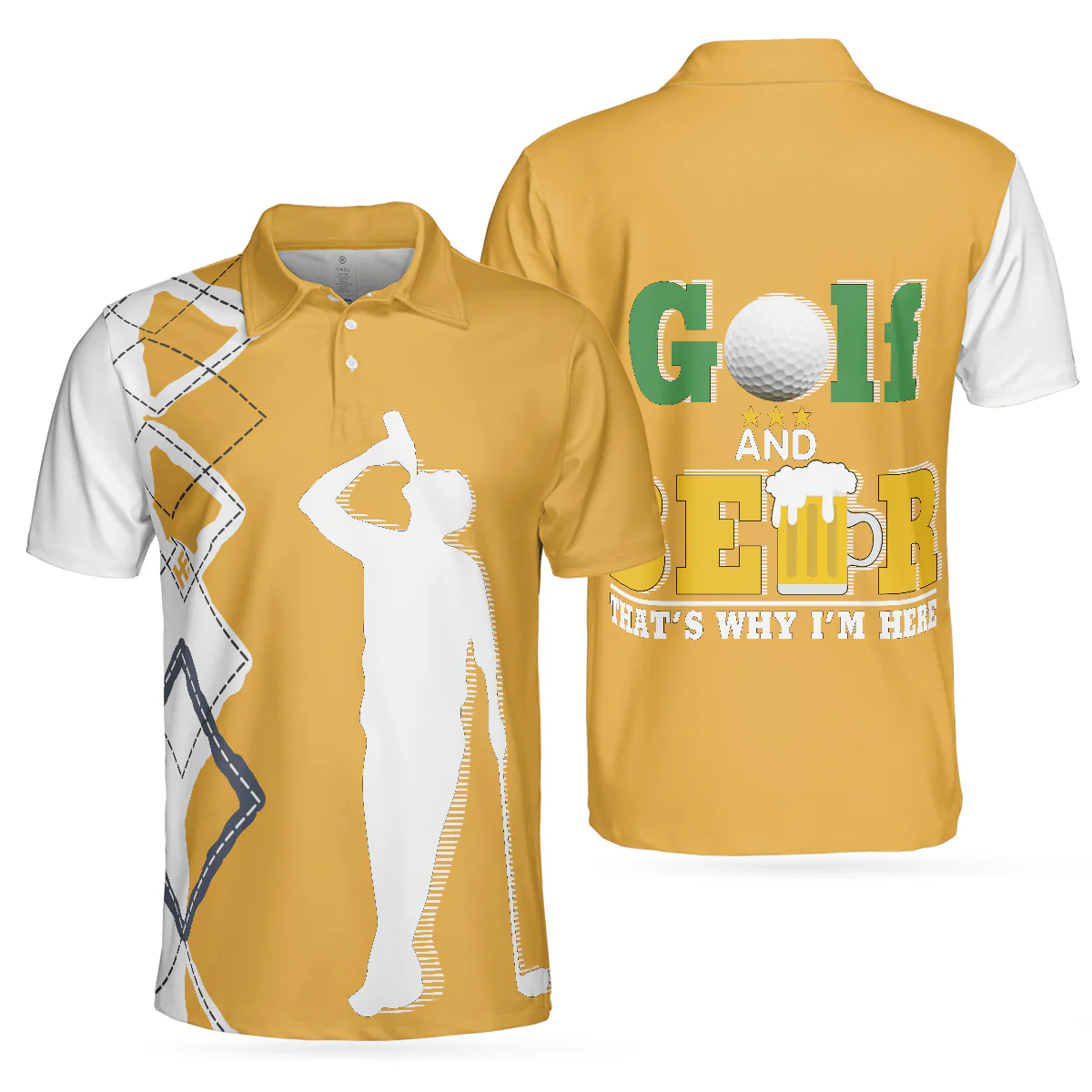 Men Golf Polo Shirt - Beer And Golf Men Polo Shirt, That's Why I'm Here Beer Drinking Polo Shirt - Perfect Polo Shirt For Men, Golfers