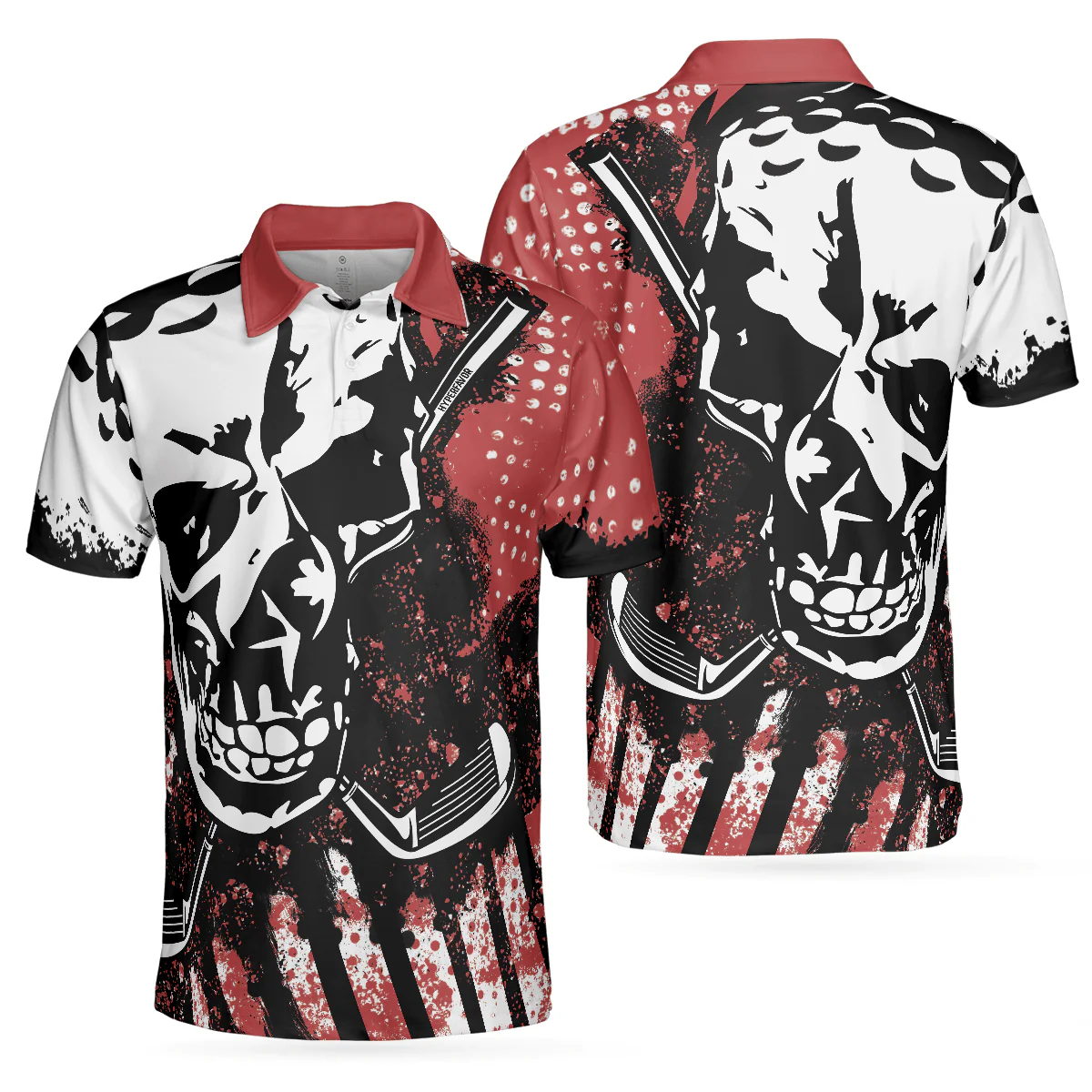 Men Golf Polo Shirt - Blade Mens Golf Red Golf Polo Shirt, Skull Polo Shirt, Best Golf Shirt For Men, Golfers