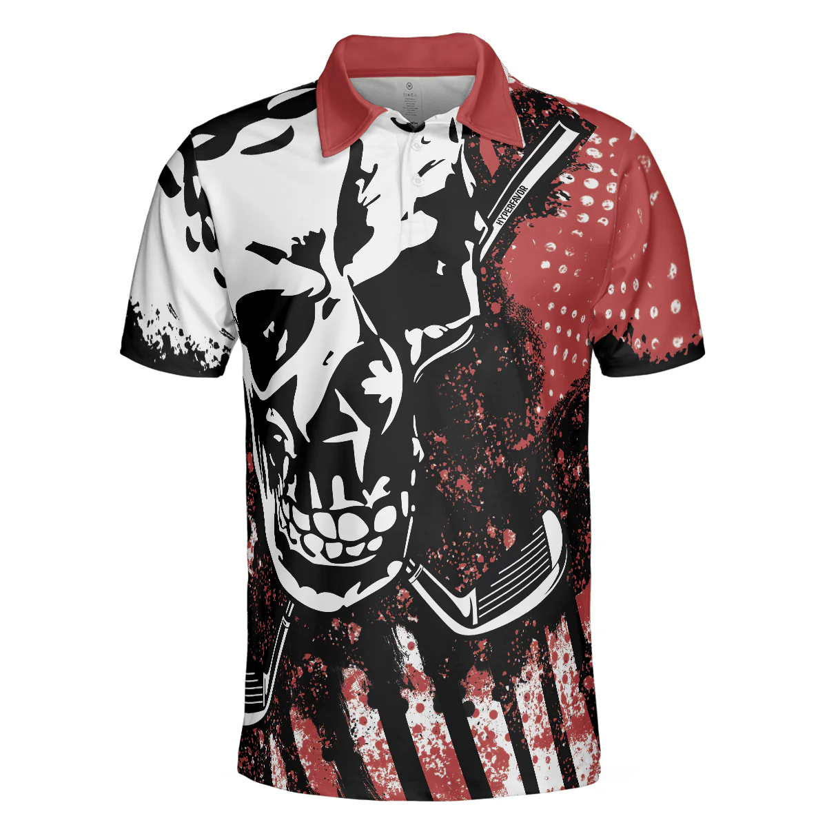 Men Golf Polo Shirt - Blade Mens Golf Red Golf Polo Shirt, Skull Polo Shirt, Best Golf Shirt For Men, Golfers - Image 3