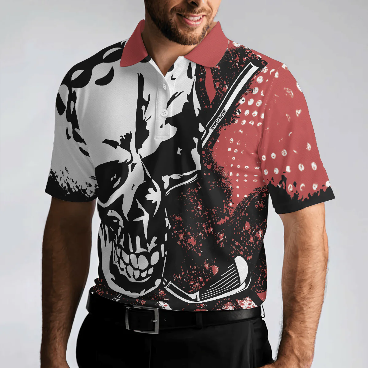 Men Golf Polo Shirt - Blade Mens Golf Red Golf Polo Shirt, Skull Polo Shirt, Best Golf Shirt For Men, Golfers - Image 4