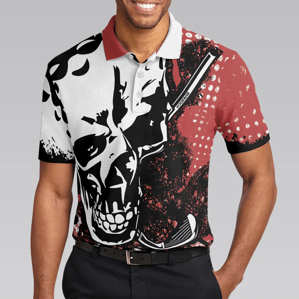 Men Golf Polo Shirt - Blade Mens Golf Red Golf Polo Shirt, Skull Polo Shirt, Best Golf Shirt For Men, Golfers - Image 5