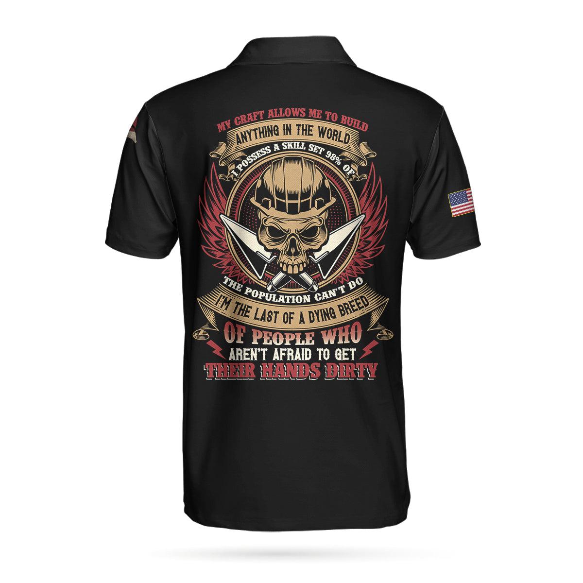 Men Golf Polo Shirt - Bricklayer My Craft Allows Me To Build Anything Polo Shirt, Proud Bricklayer Skull Polo Shirt - Perfect Polo Shirt For Men, Golfers - Image 2
