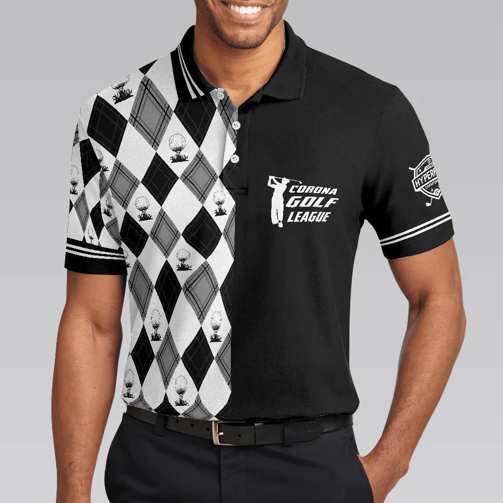 Men Golf Polo Shirt - C-Golf League Customer Custom Polo Shirt, Argyle Pattern Polo Shirt, Best Golf Shirt For Men - Image 4