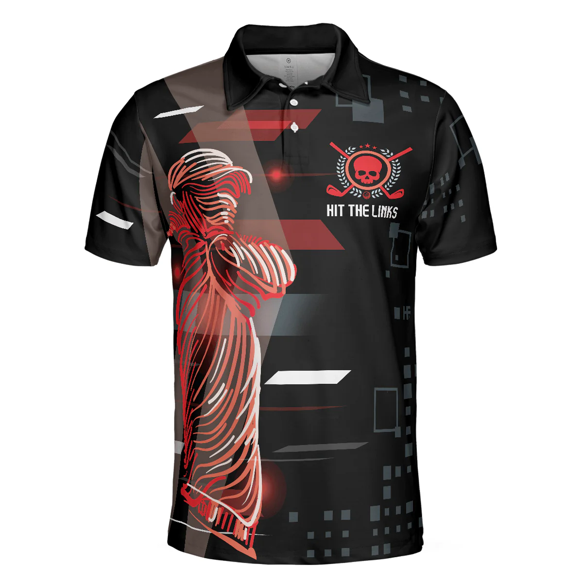 Men Golf Polo Shirt - Can't Wait To Hit The Links Golf Digital Style Polo Shirt, Modern Skull Polo Shirt - Perfect Polo Shirt For Men, Golfers - Image 3