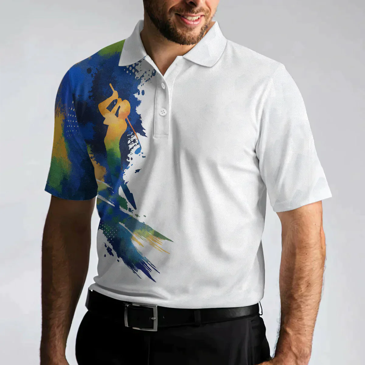 Men Golf Polo Shirt - Colorful Water Golf Men Polo Shirt, Let’s Par Tee Color Golfer Men Polo Shirt - Perfect Polo Shirt For Men, Golfers - Image 4