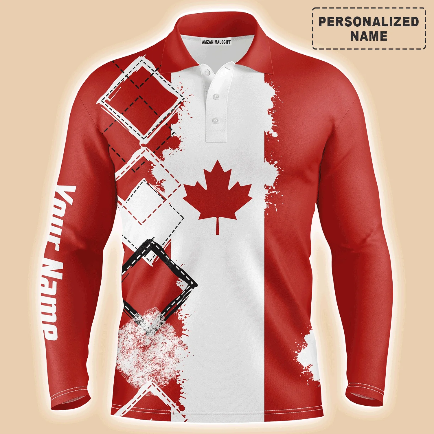 Men Golf Polo Shirt - Custom Name Canada Flag Patriot Apparel Men Golf Polo Shirt - Perfect Polo Shirt For Men, Golfers - Image 3