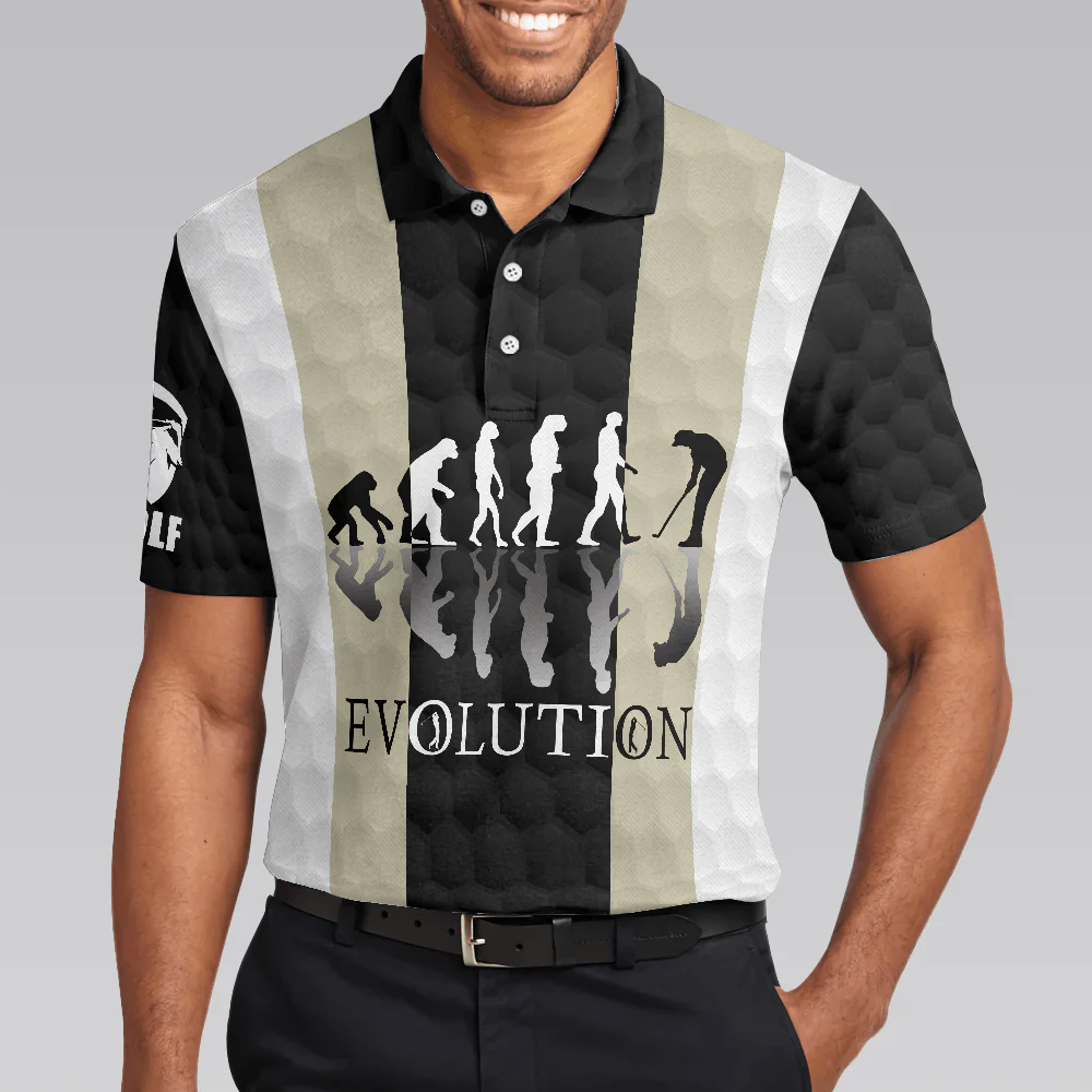 Men Golf Polo Shirt - Elegant Men Golfer Evolution Golf Polo Shirt, Unique Golf Shirt For Men, Polo Shirt Gift For Men, Golfers - Image 4