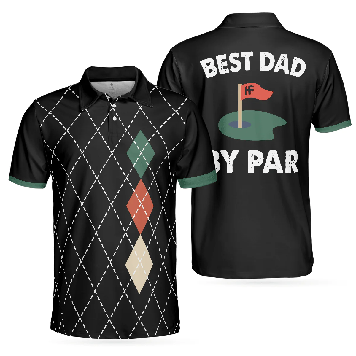 Men Golf Polo Shirt - Best Argyle Pattern Golf Men Polo Shirt, Best Dad By Par Shirt For Male - Perfect Polo Shirt For Men, Golfers