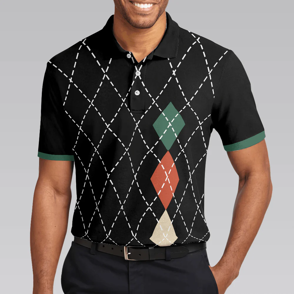 Men Golf Polo Shirt - Best Argyle Pattern Golf Men Polo Shirt, Best Dad By Par Shirt For Male - Perfect Polo Shirt For Men, Golfers - Image 5