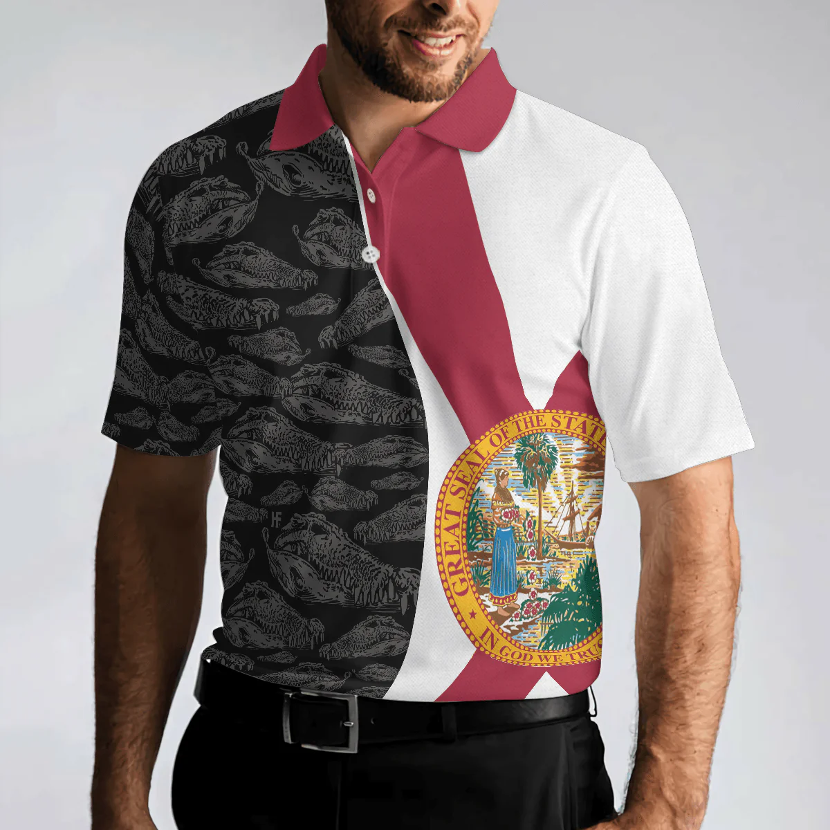 Men Golf Polo Shirt - Florida Skull Golf Polo Shirt, Funny Golf Shirt With Sayings Men Polo Shirt - Perfect Polo Shirt For Men, Golfers - Image 5