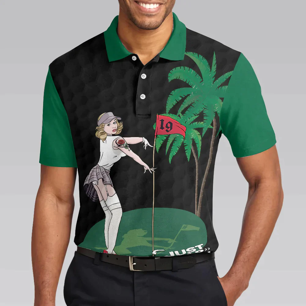 Men Golf Polo Shirt - Funny Black And Green Golf Men Polo Shirt, Just Tap In It Men Polo Shirt - Perfect Polo Shirt For Men, Golfers - Image 5