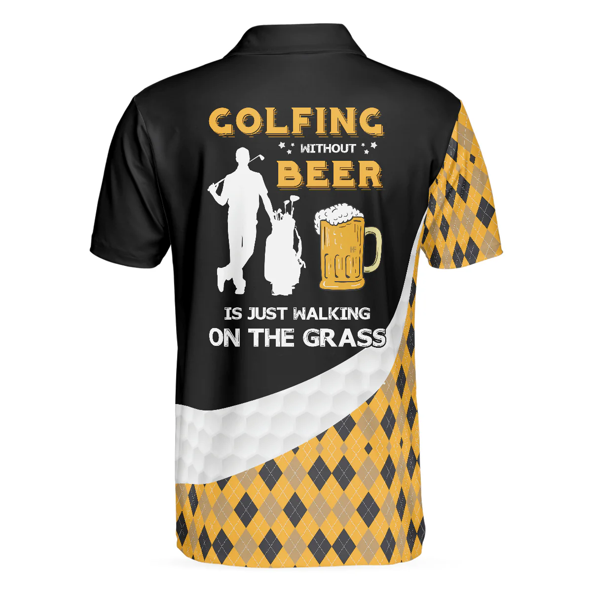 Men Golf Polo Shirt - Funny Golfing Men Polo Shirt, Golfing Without Beer Is Just Walking On The Grass Men Golf Polo Shirt - Perfect Gift For Men, Golfers - Image 2