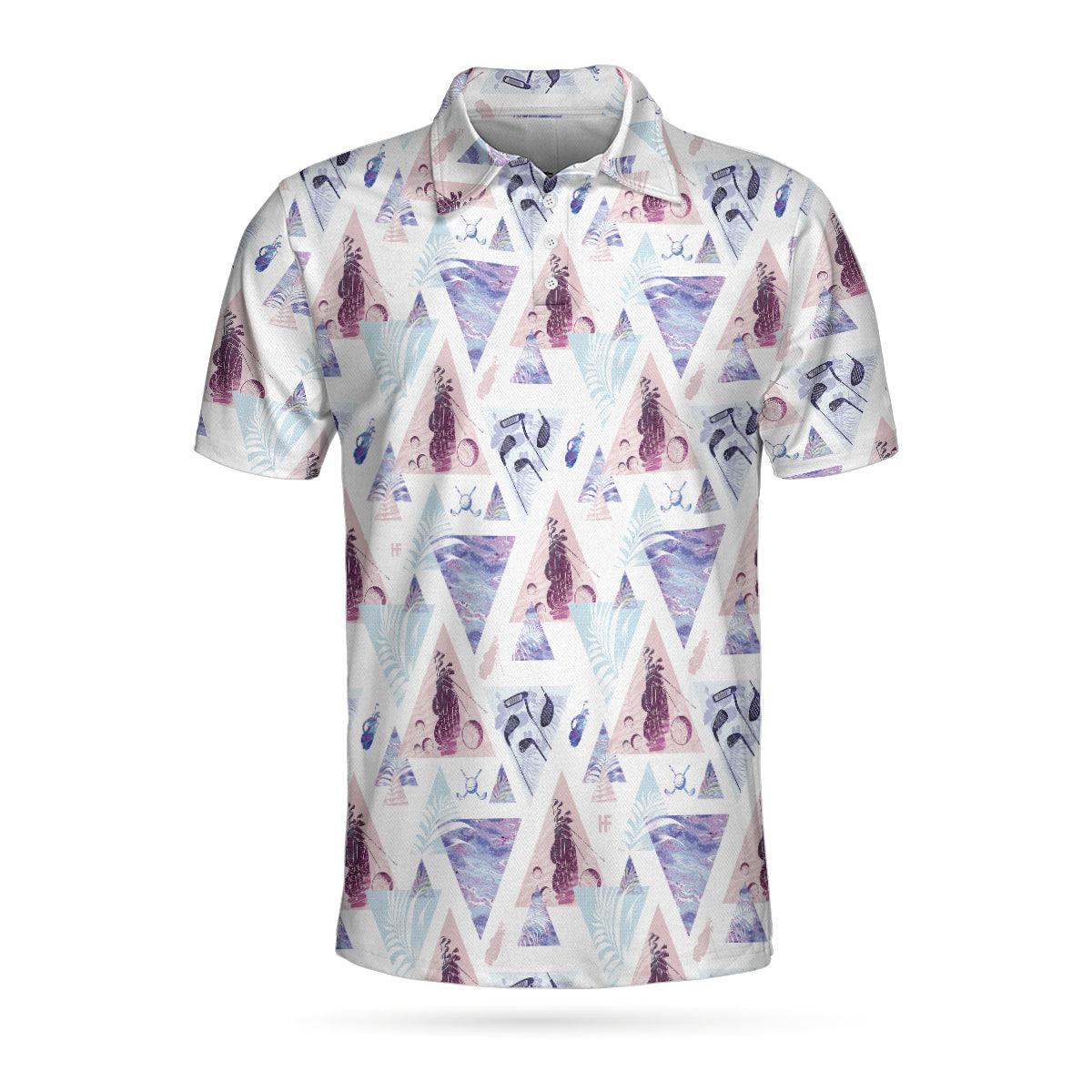 Men Golf Polo Shirt - Geometric Triangle Pattern Golf Men Polo Shirt, Are You Looking At My Putt Men Polo Shirt - Perfect Polo Shirt For Men