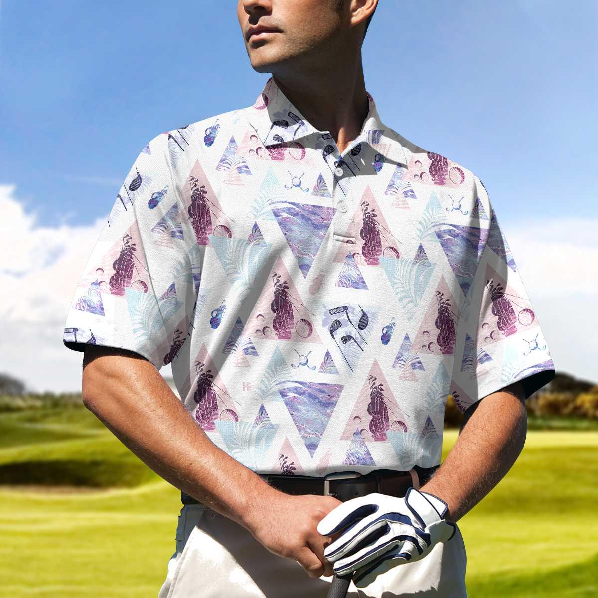 Men Golf Polo Shirt - Geometric Triangle Pattern Golf Men Polo Shirt, Are You Looking At My Putt Men Polo Shirt - Perfect Polo Shirt For Men - Image 4