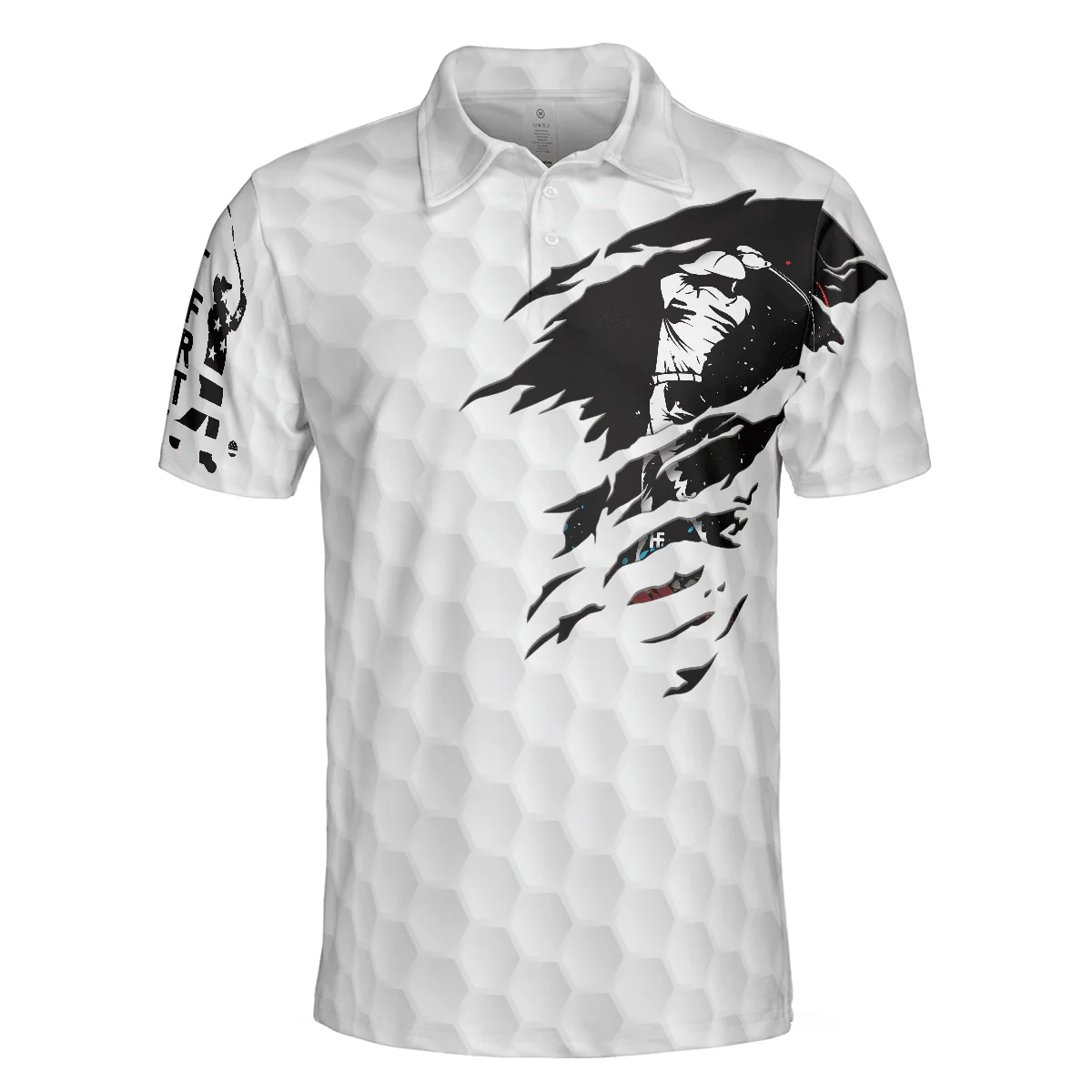 Men Golf Polo Shirt - German Black And White American Flag Golf Ball Pattern Men Polo Shirt, Get Golf Or Get Out Golfer Shirt For Men, Gift For Golfers - Image 3
