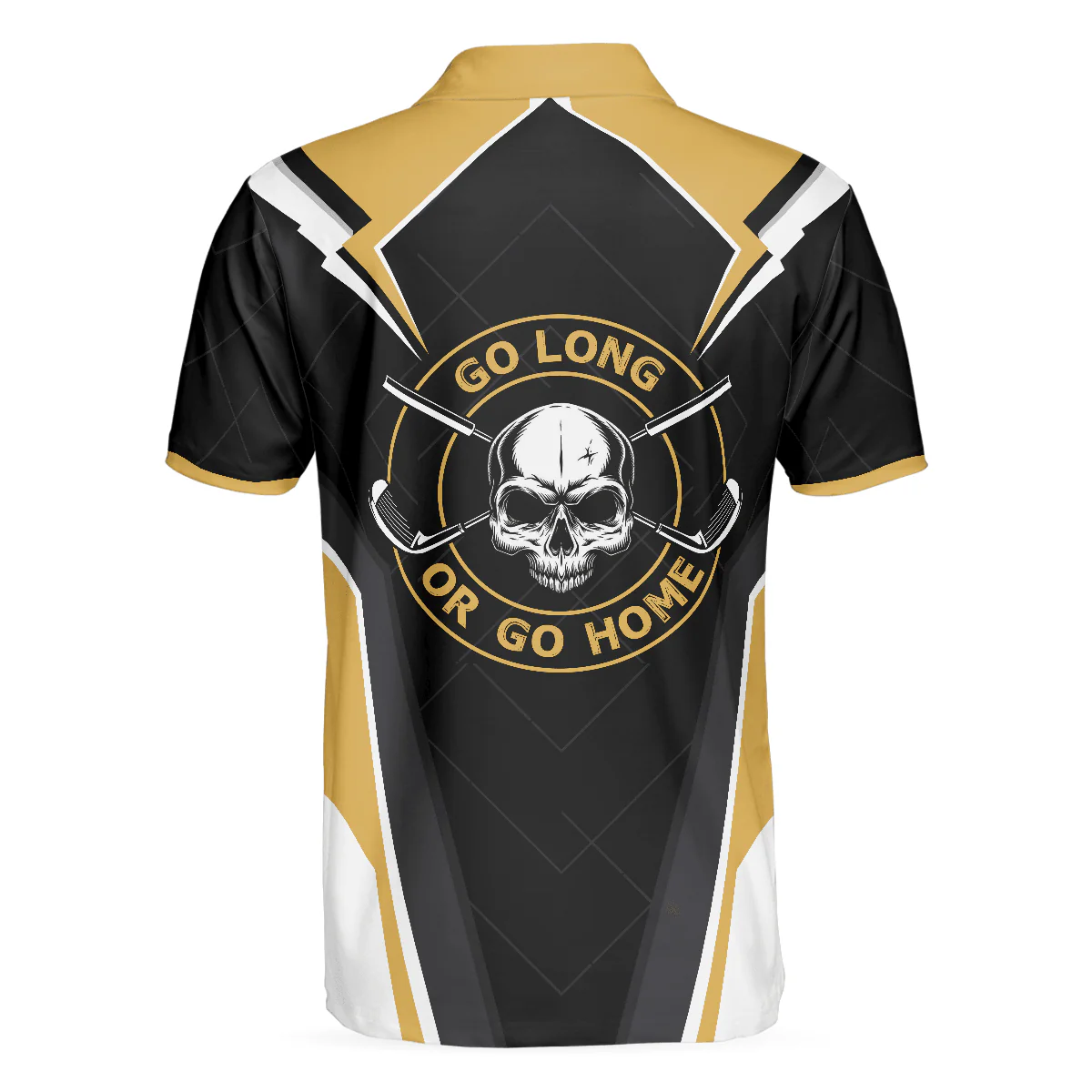 Men Golf Polo Shirt - Go Long Or Go Home Golf, Black Skull, Cool Golfing Shirt With Sayings Men Polo Shirt - Perfect Polo Shirt For Men, Golfers - Image 2