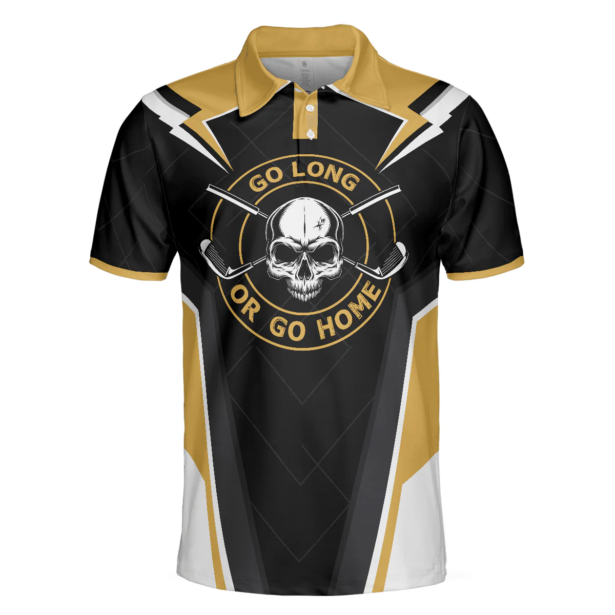 Men Golf Polo Shirt - Go Long Or Go Home Golf, Black Skull, Cool Golfing Shirt With Sayings Men Polo Shirt - Perfect Polo Shirt For Men, Golfers - Image 3