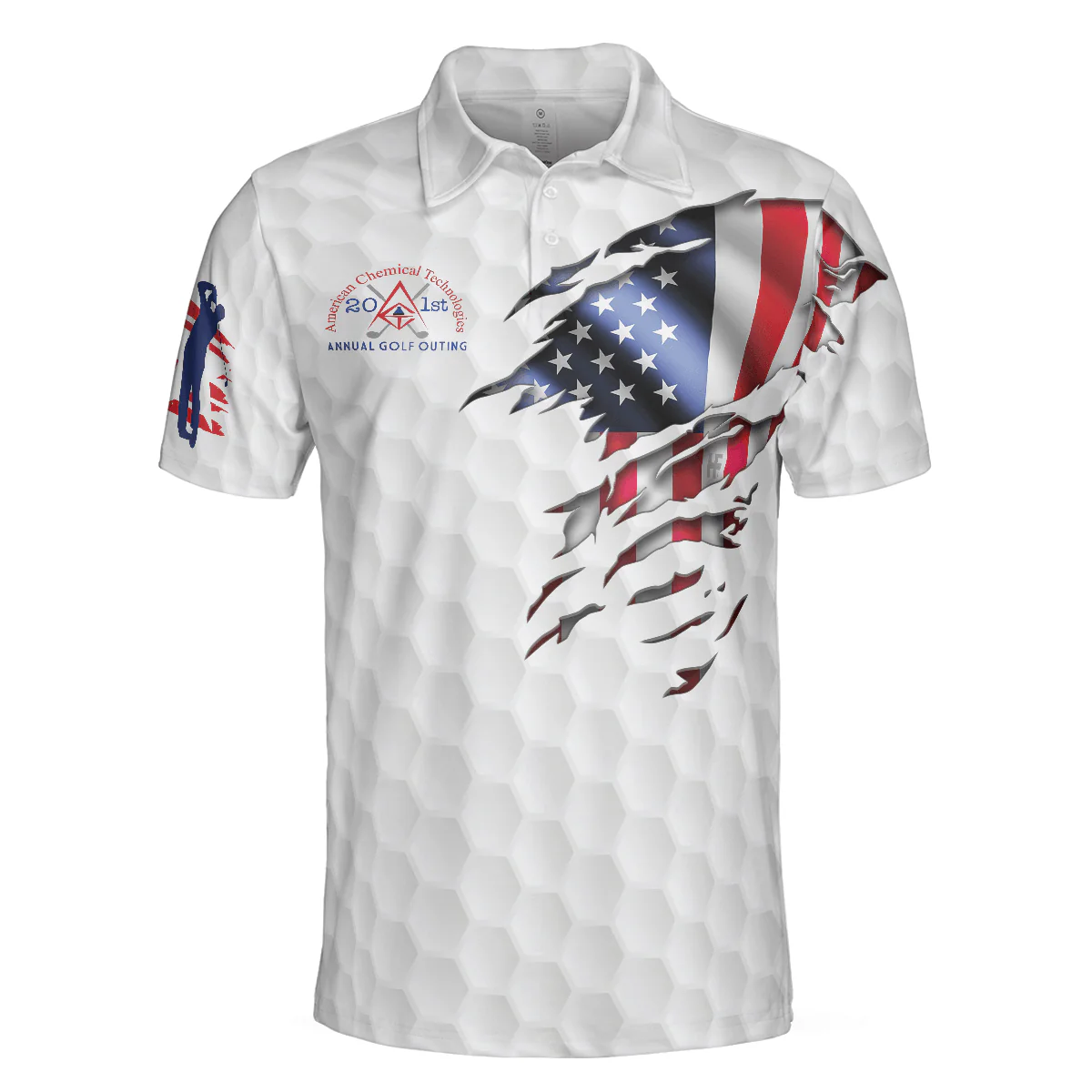 Men Golf Polo Shirt - Golf America Flag Men Polo Shirt, American Chemical Golf Polo Shirt, Golf Ball Pattern Shirt For Men, Gift For Golfers - Image 3