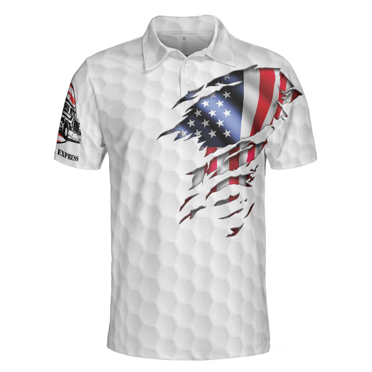 Men Golf Polo Shirt - Golf American Flag Men Polo Shirt, Golf Ball Pattern Men Polo Shirt - Perfect Polo Shirt For Men, Golfers - Image 3