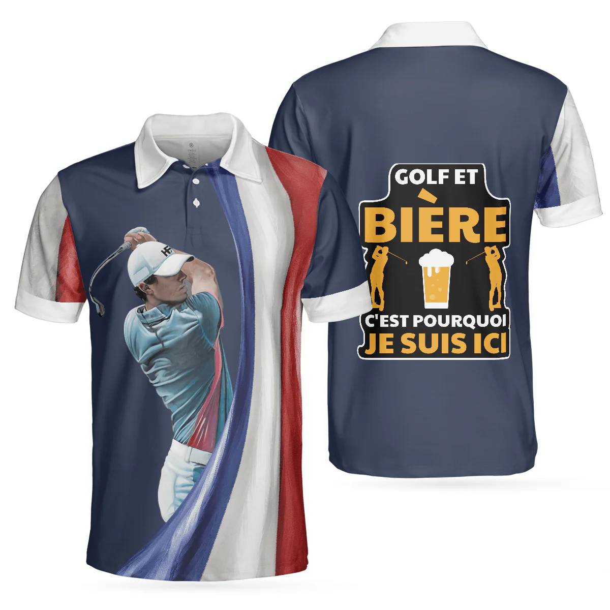 Men Golf Polo Shirt - Golf And Beer France Flag, Golf Et Bière C'est Pourquoi Je Suis Ici Men Golf Polo Shirt - Perfect Polo Shirt For Men, Golfers