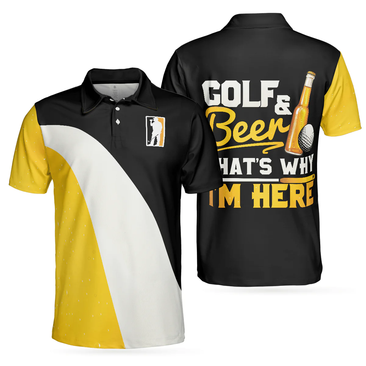 Men Golf Polo Shirt - Golf And Beer That's Why I'm Here, Sporty Polo Shirt For Beer Lovers Golf Men Polo Shirt - Perfect Polo Shirt For Men, Golfers