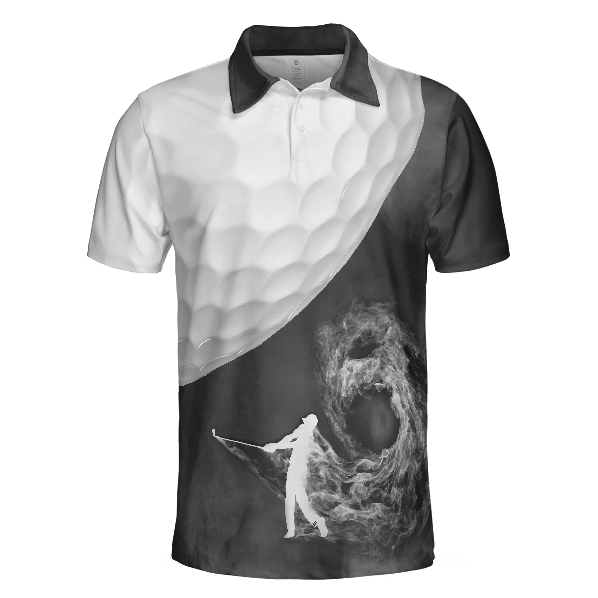 Men Golf Polo Shirt - Golf Ball And Golfer With Smoke, Smoke Golf Player Golf Men Polo Shirt - Perfect Polo Shirt For Men, Golfers - Image 2