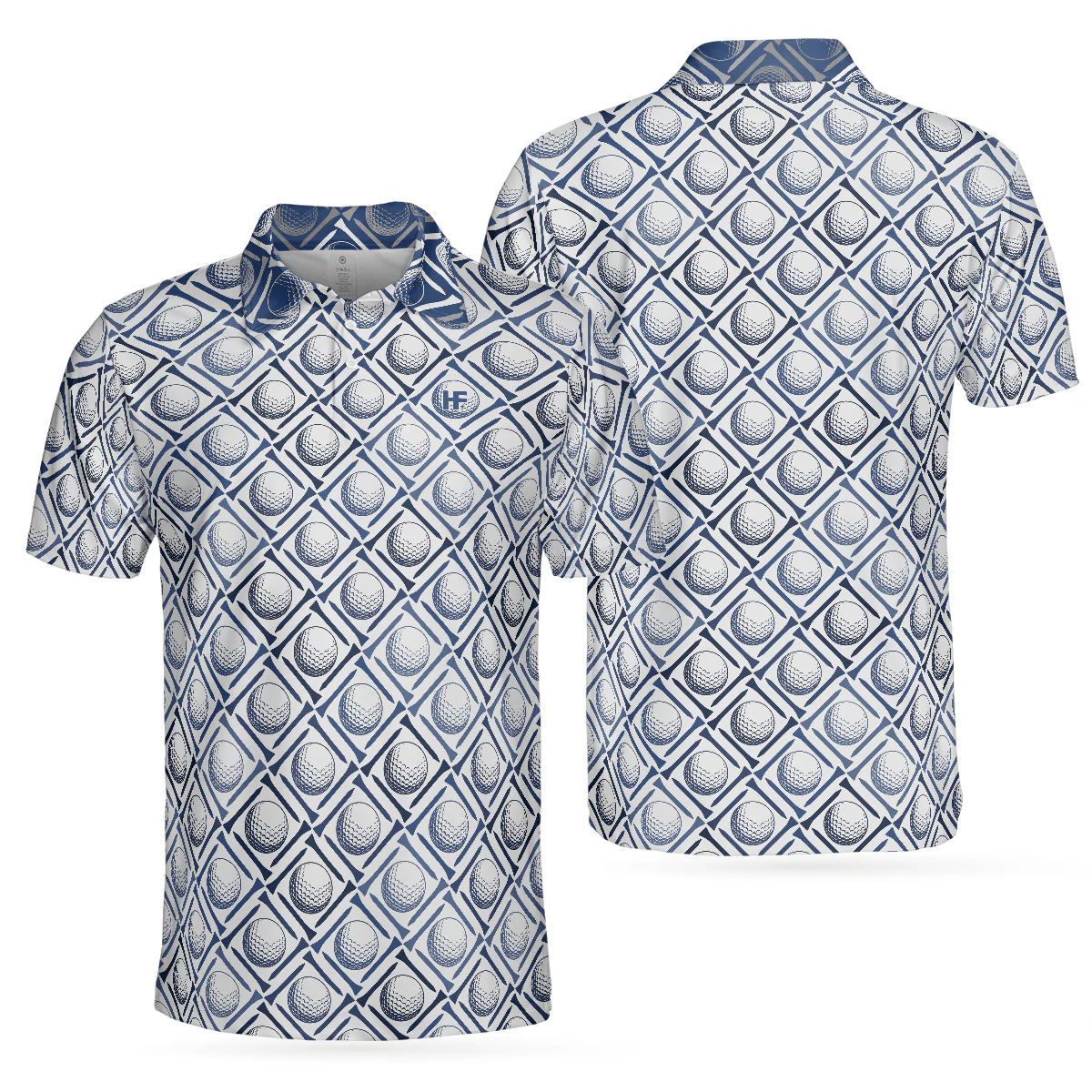 Men Golf Polo Shirt - Golf Balls And Tees Seamless Golf Men Polo Shirt - Perfect Polo Shirt For Men, Golfers