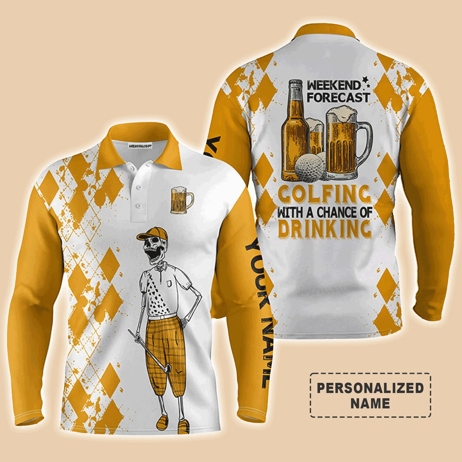 Men Golf Polo Shirt - Golf Beer, Weekend Forecast Golfing With A Chance Of Drinking Golf Men Polo Shirt - Perfect Polo Shirt For Men, Golfers - Image 4