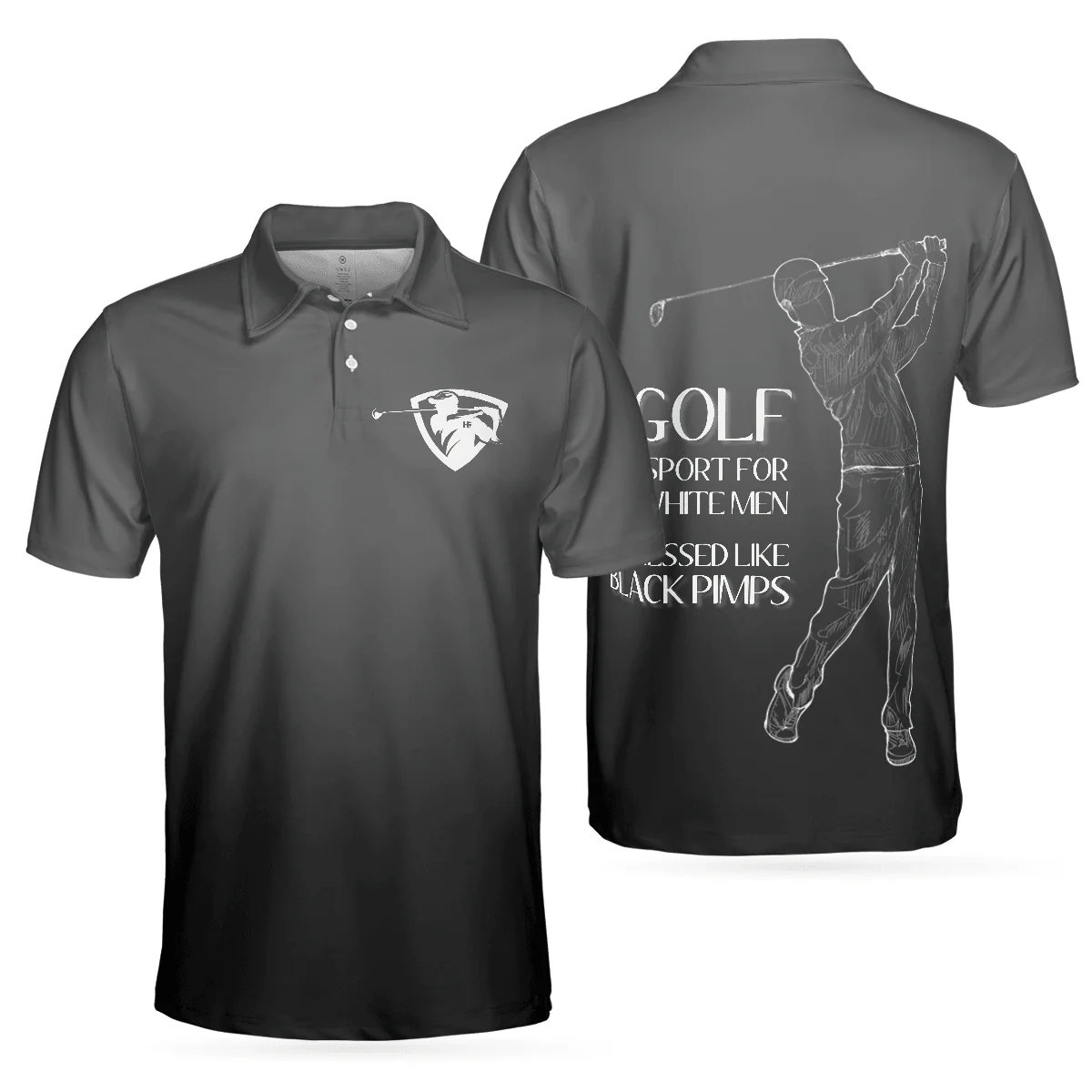 Men Golf Polo Shirt - Golf Black Pimps Polo Shirt For Men, Funny White Men Golfing Polo Shirt - Best Gift For Men, Golf Lovers