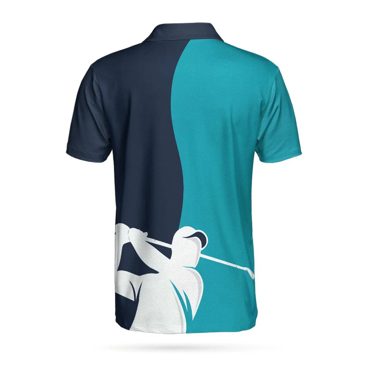 Men Golf Polo Shirt - Golf Blue And Navy Polo Shirt, White Silhouette Golfing Men Polo Shirt, Best Golf Shirt For Men, Golfers - Image 2