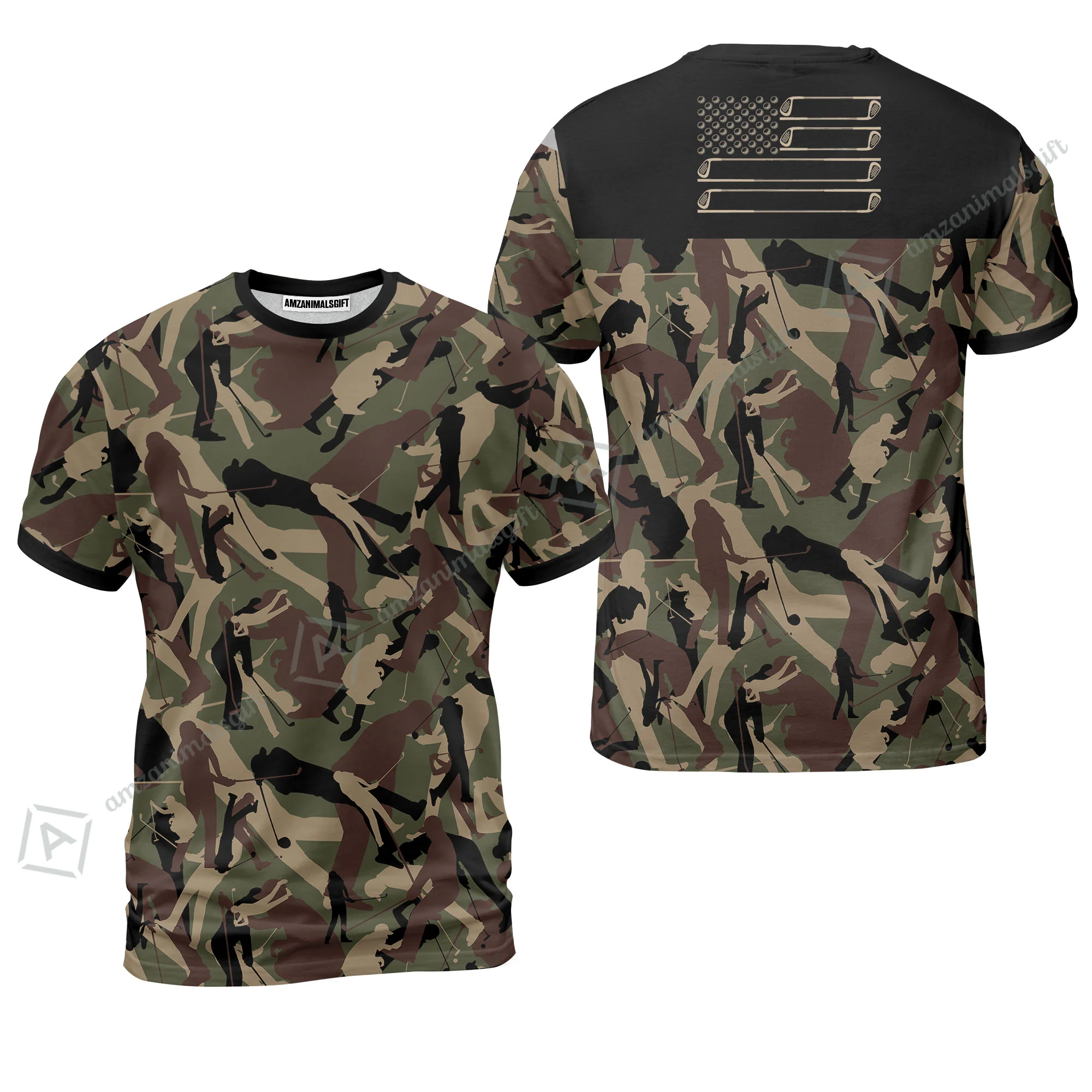 Men Golf Polo Shirt - Golf Camouflage Pattern Golf Polo Shirt, Military Golfing Polo Shirt, Camo Golf Shirt - Image 9