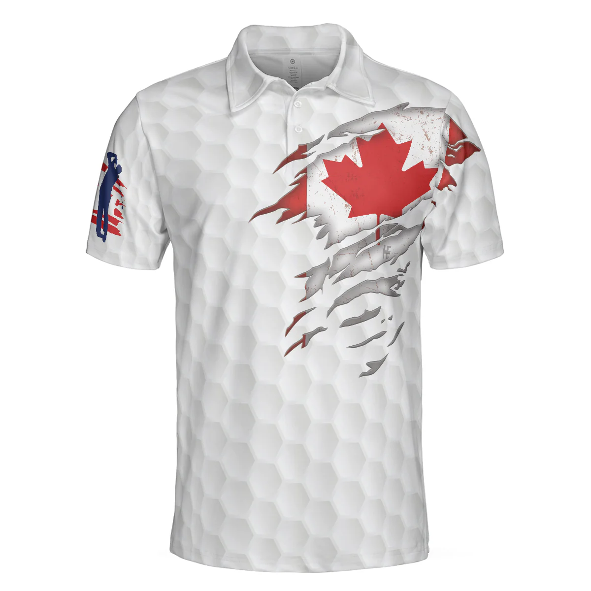 Men Golf Polo Shirt - Golf Canada Flag Polo Shirt, Red Maple Leaf Golfing Polo Shirt, Canadian Golf Shirt For Men, Golfers - Image 2
